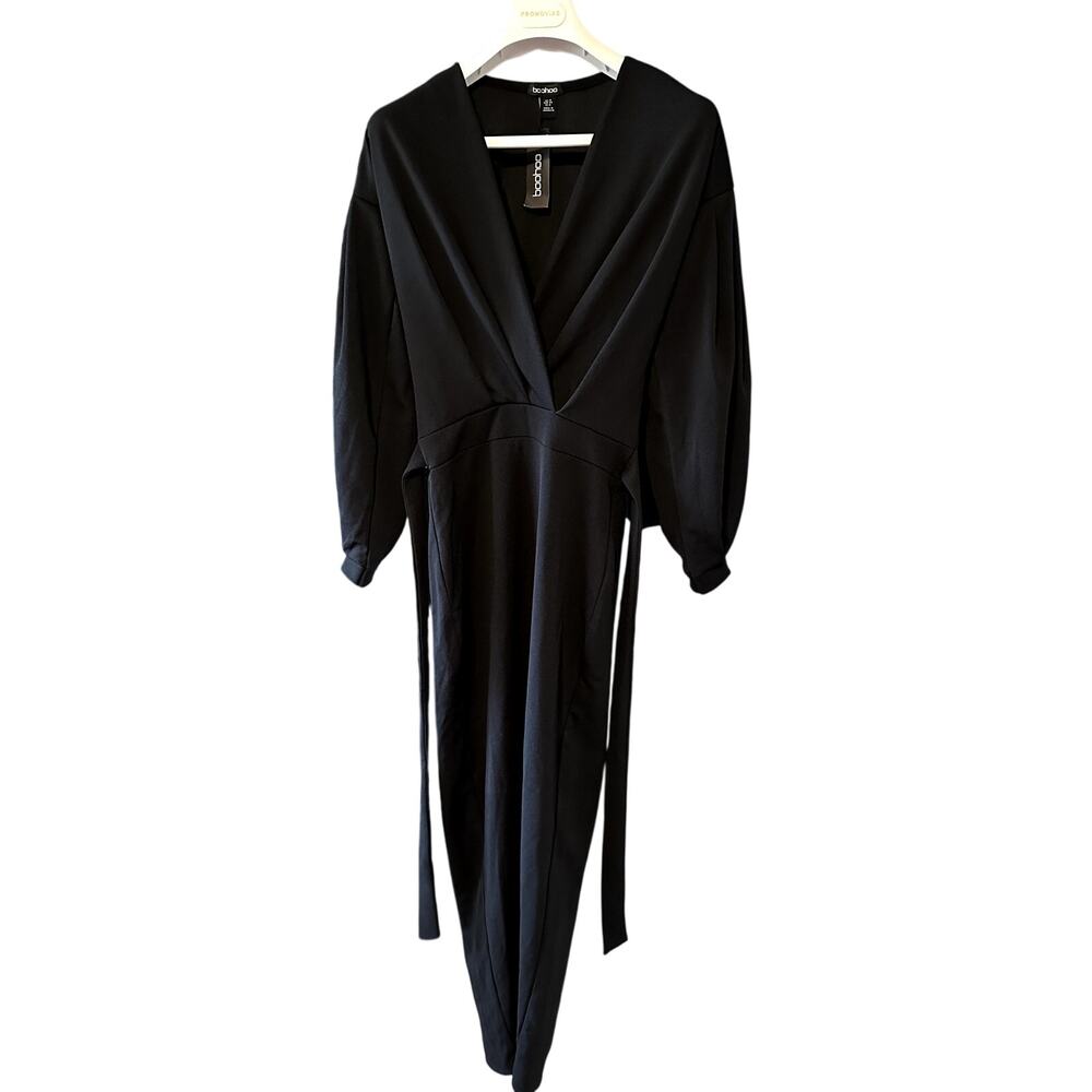 NWT BooHoo Black Maxi Dress | Size 8 Long | Stretch | Tall Girl Friendly